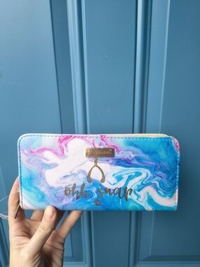 Simply Southern Blue Pink Marble Zip Wallet